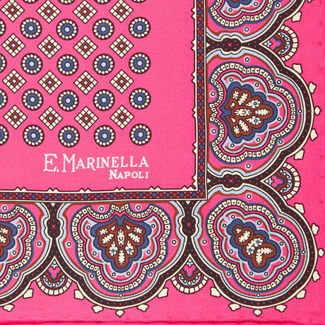 PINK HAND-PRINTED SILK POCKET SQUARE