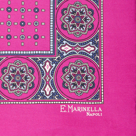 POCHETTE DA TASCHINO IN SETA STAMPATA A MANO FUCSIA