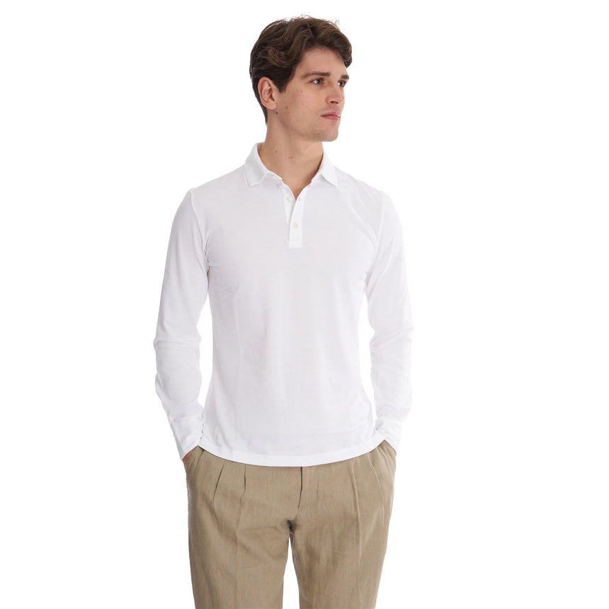 WHITE LONG SLEEVE POLO SHIRT