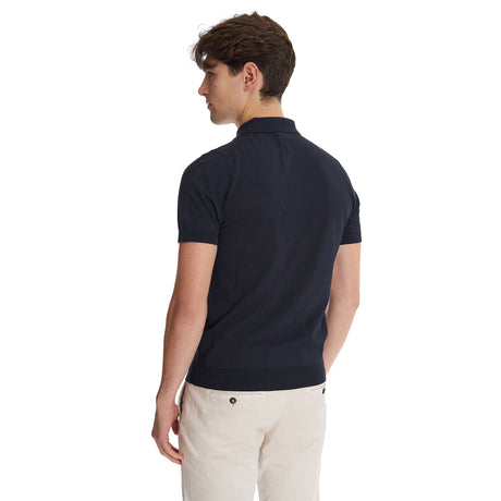 DARK BLUE SHORT SLEEVE KNITTED POLO