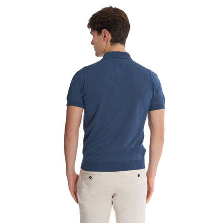 BLUE SHORT SLEEVE KNITTED POLO