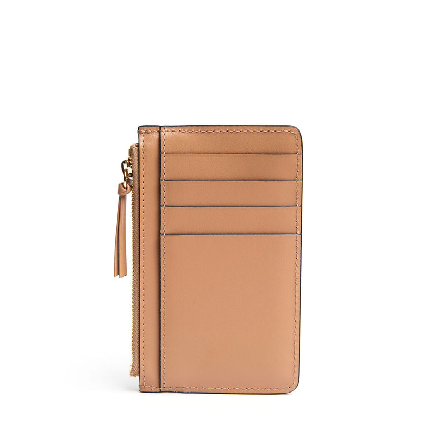 LIGHT BROWN ZIP CREDIT CARD HOLDER