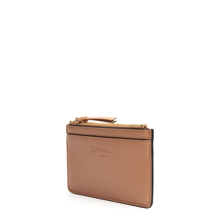 LIGHT BROWN ZIP CREDIT CARD HOLDER