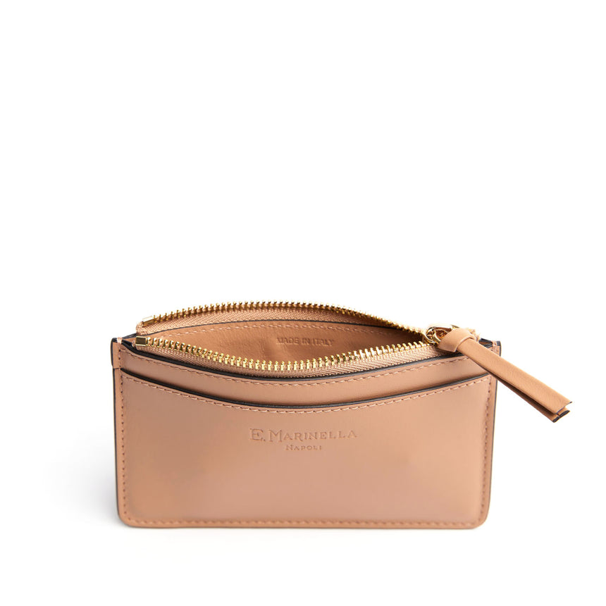 LIGHT BROWN ZIP CREDIT CARD HOLDER