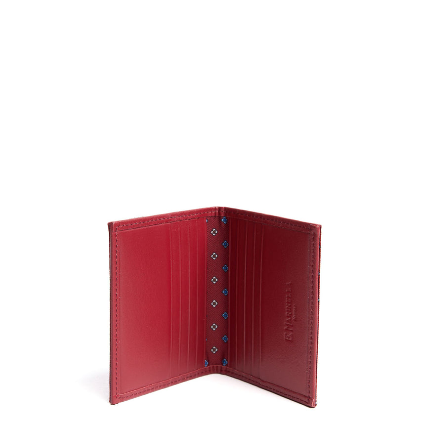 BURGUNDY LEATHER FOLDING CARD HOLDER