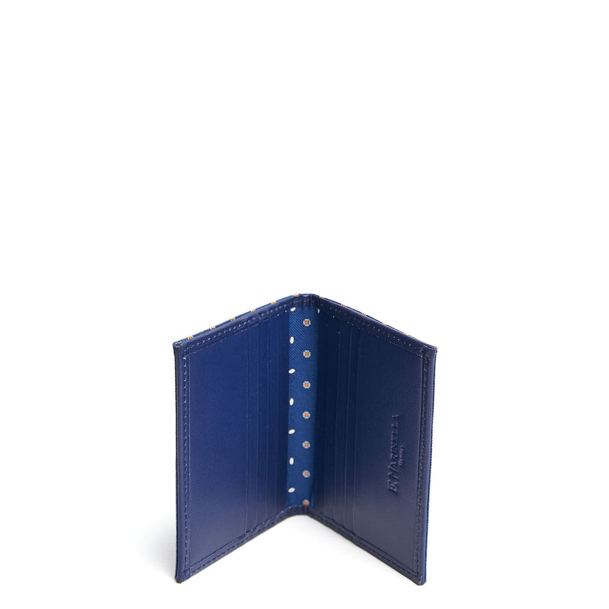 BLUE LEATHER FOLDING CARD HOLDER