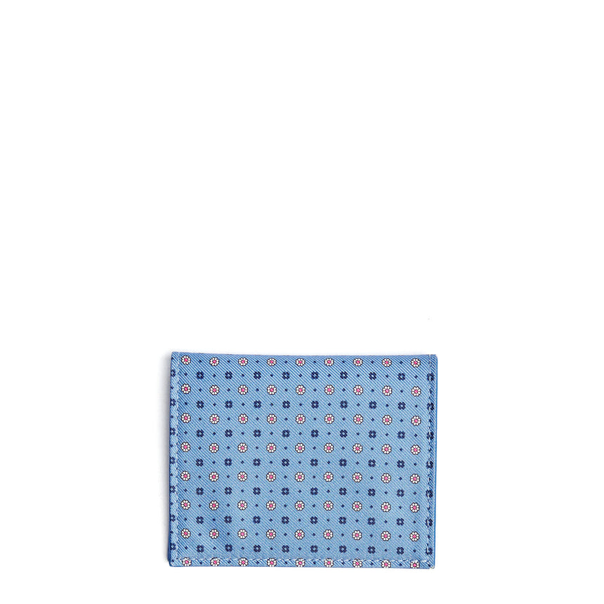 LIGHT BLUE LEATHER FOLDING CARD HOLDER