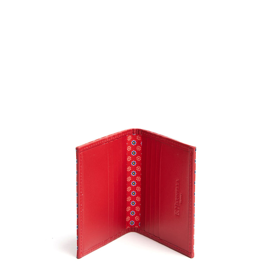 RED LEATHER FOLDING CARD HOLDER