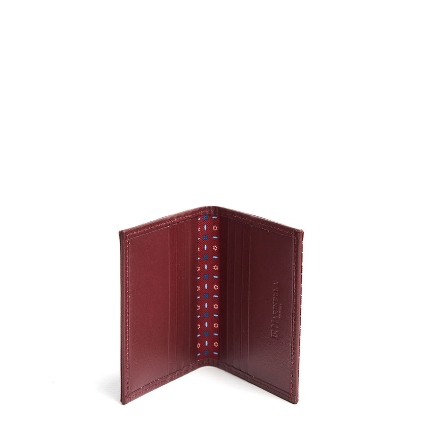 BURGUNDY LEATHER FOLDING CARD HOLDER