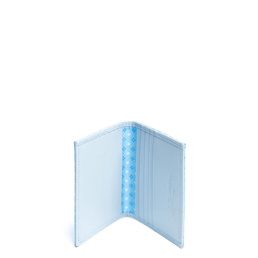 LIGHT BLUE LEATHER FOLDING CARD HOLDER