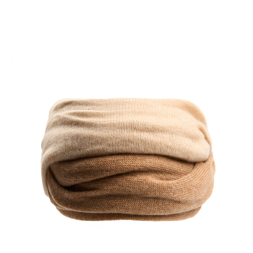 CAMEL AND LIGHT GREY DOUBLE-KNIT WARMER