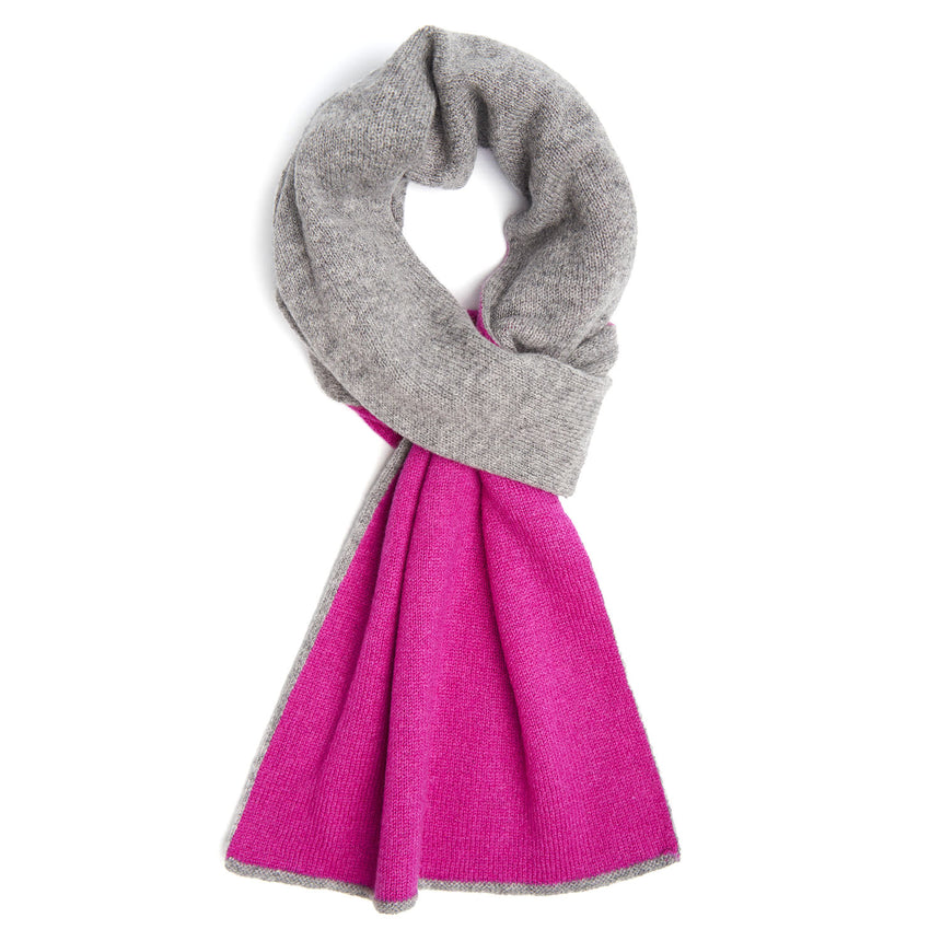 FUCHSIA AND GRAY TWO-TONE CASHMERE NECK WARMER