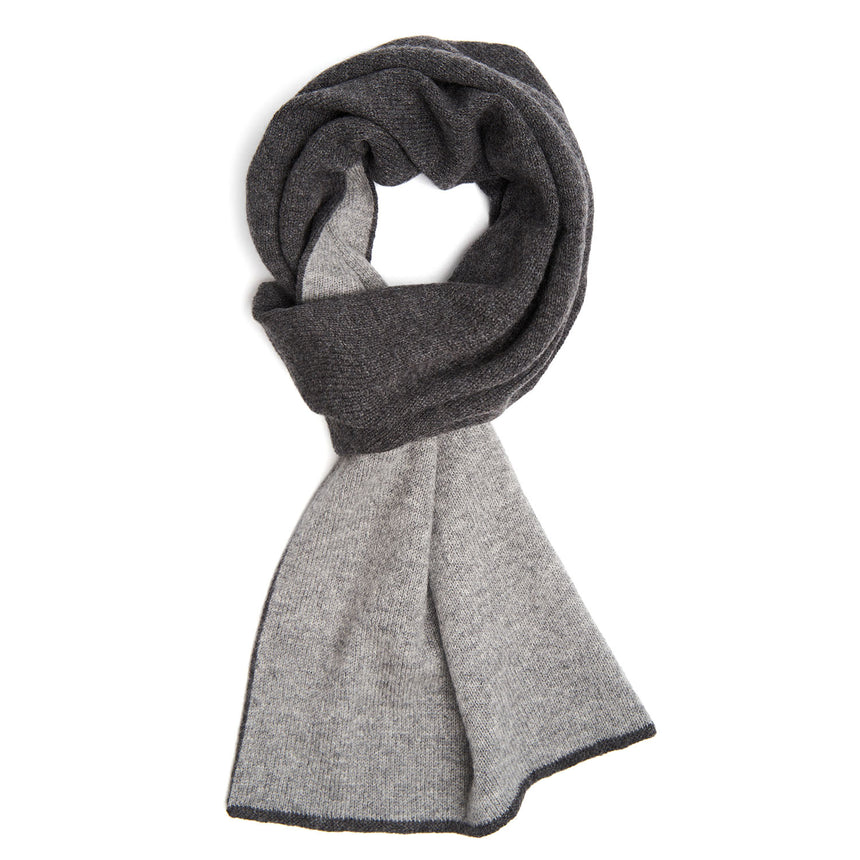 DARK AND LIGHT GRAY TWO-TONE CASHMERE NECK WARMER