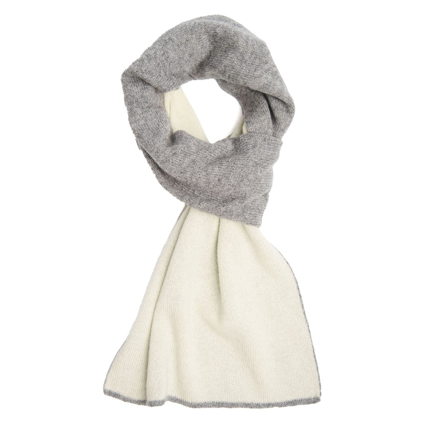 GRAY AND WHITE TWO-TONE CASHMERE NECK WARMER