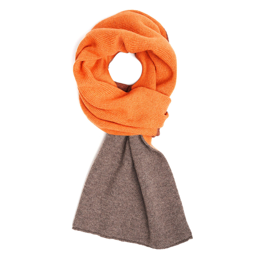 LIGHT BROWN AND ORANGE TWO-TONE CASHMERE NECK WARMER