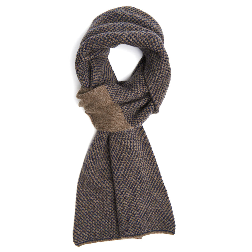 DARK BROWN AND BLUE CASHMERE NECK WARMER