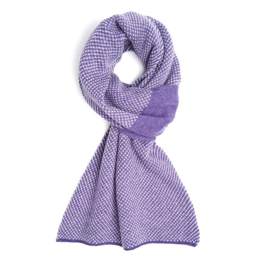 SCALDACOLLO VIOLA E BEIGE IN CASHMERE