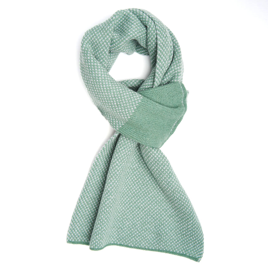 SCALDACOLLO VERDE CHIARO E BEIGE IN CASHMERE