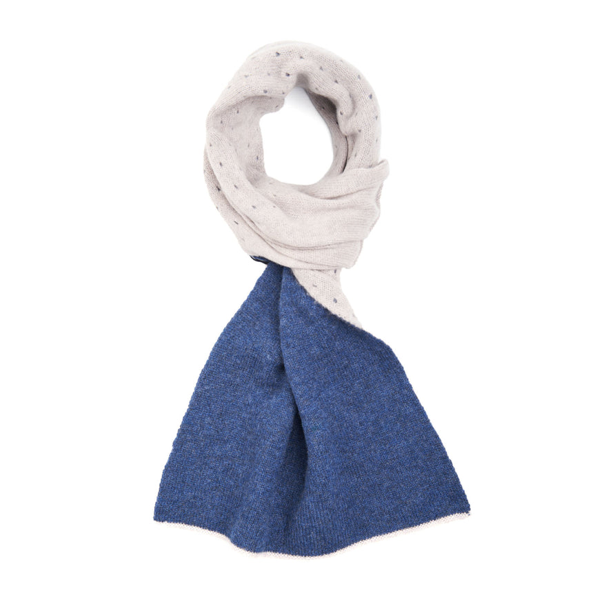 BLUE AND GREY CASHMERE NECK WARMER