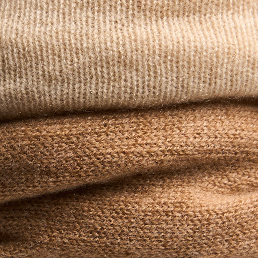 CAMEL AND LIGHT GREY DOUBLE-KNIT WARMER