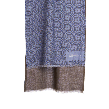 POWDER BLUE DOUBLE PATTERNED WOOL AND SILK SCARF