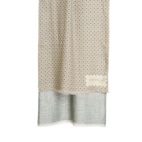 BEIGE DOUBLE PATTERNED WOOL AND SILK SCARF