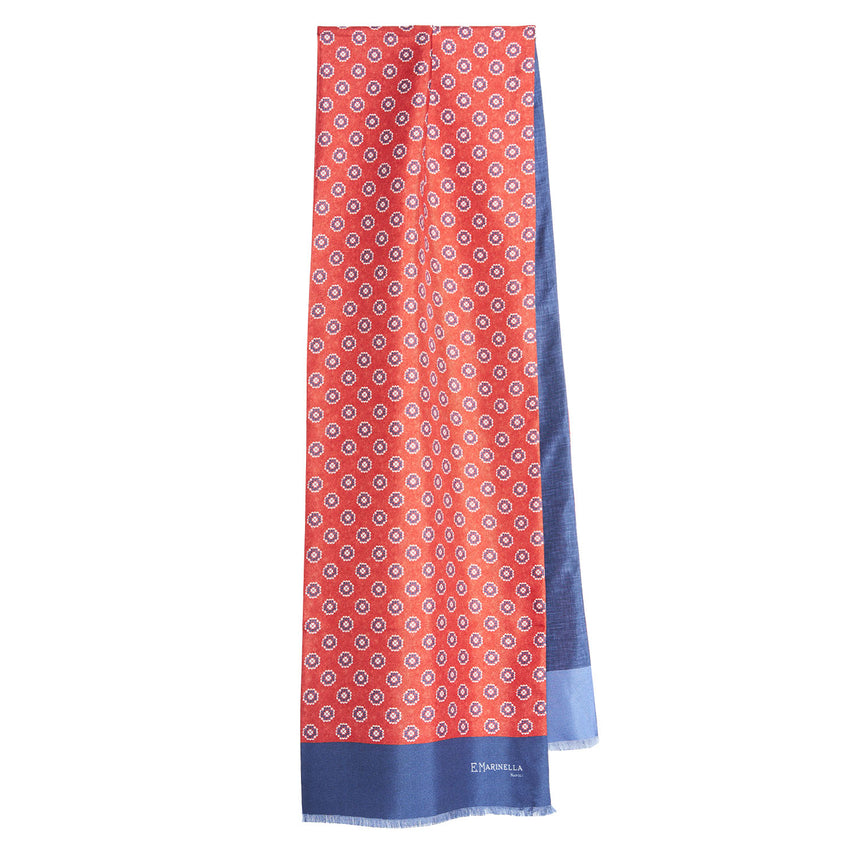 RED AND BLUE DOUBLE SILK SCARF