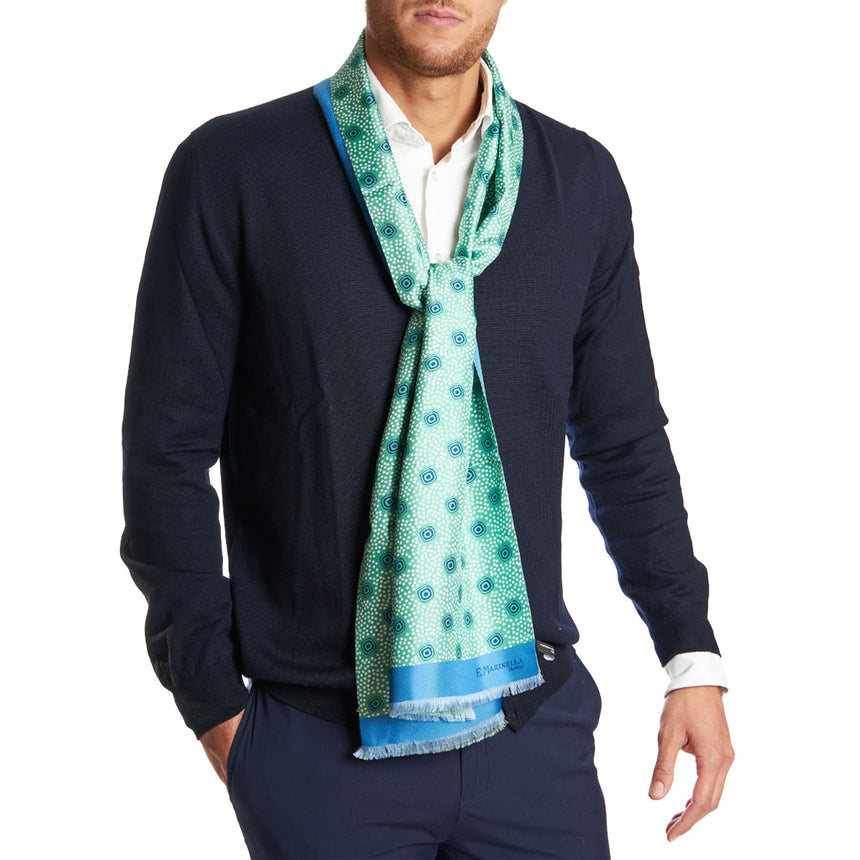 LIGHT GREEN AND BLUE DOUBLE SCARF