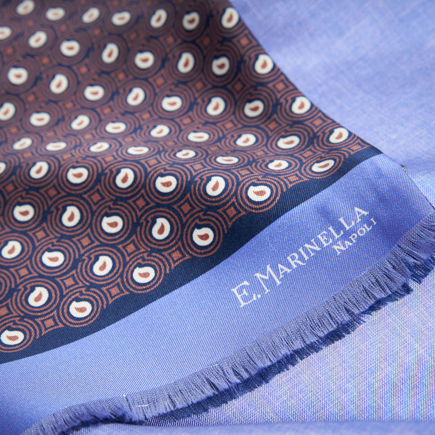 MIDNIGHT AND LIGHT BLUE DOUBLE SILK SCARF