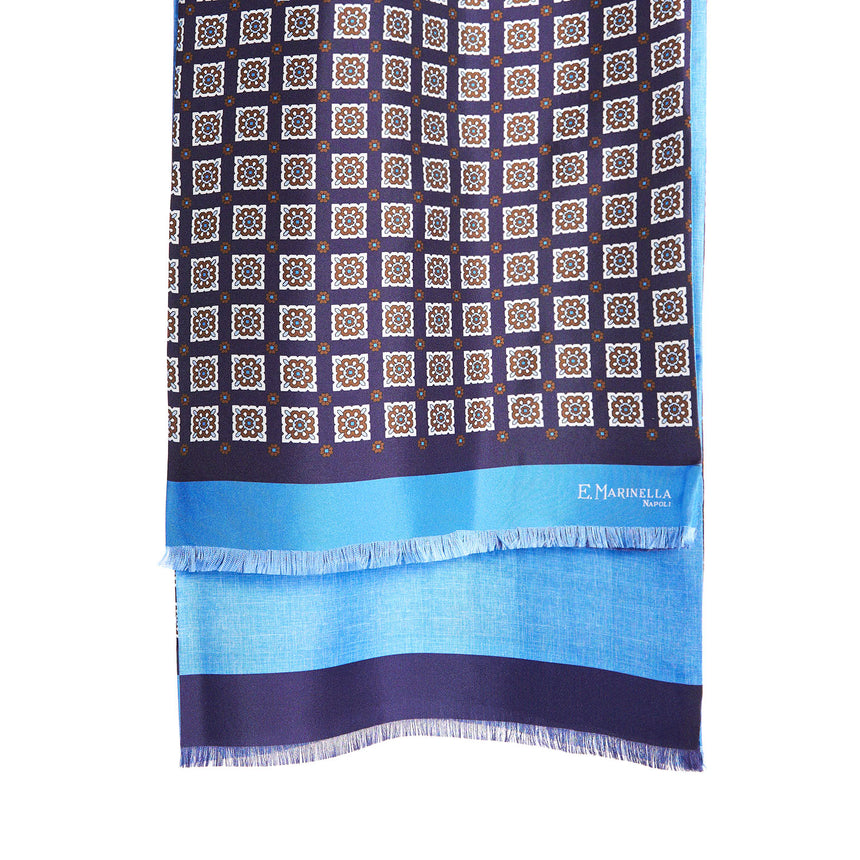 MIDNIGHT AND LIGHT BLUE DOUBLE SILK SCARF