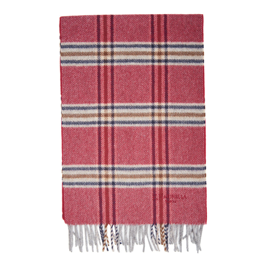 BURGUNDY WOOL PLAID SCARF