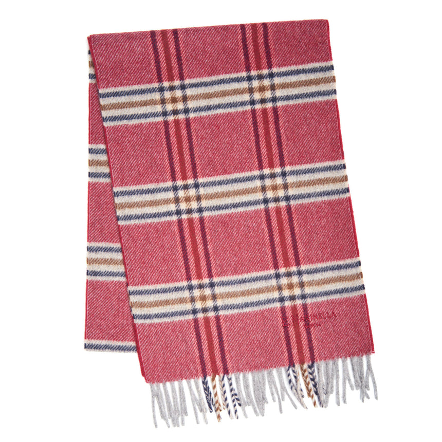 BURGUNDY WOOL PLAID SCARF