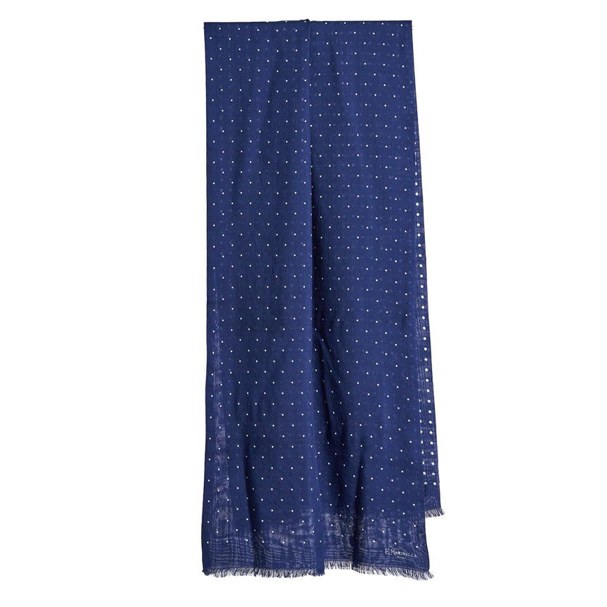 MID BLUE WOOL AND SILK SCARF