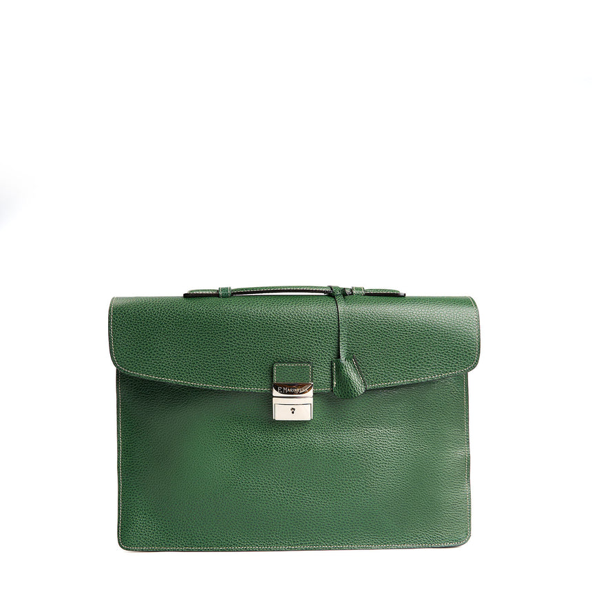 DARK GREEN HAMMERED LEATHER BRIEFCASE