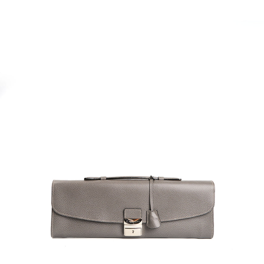 LIGHT GREY HAMMERED LEATHER BRIEFCASE