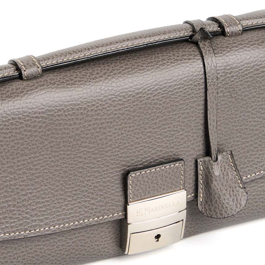 LIGHT GREY HAMMERED LEATHER BRIEFCASE