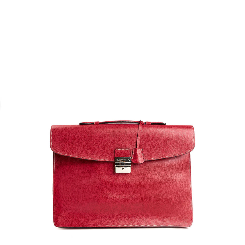 RED HAMMERED LEATHER BRIEFCASE