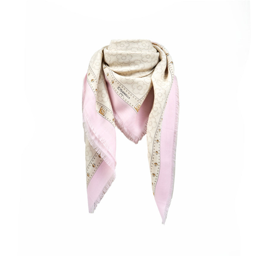 PINK STOLE 115 IN WOOL, SILK AND CASHMERE