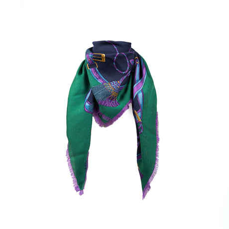 GREEN STOLE 115 IN WOOL, SILK AND CASHMERE