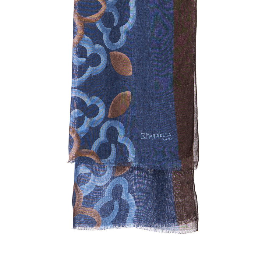 BLUE WOOL, SILK AND CASHMERE STOLE