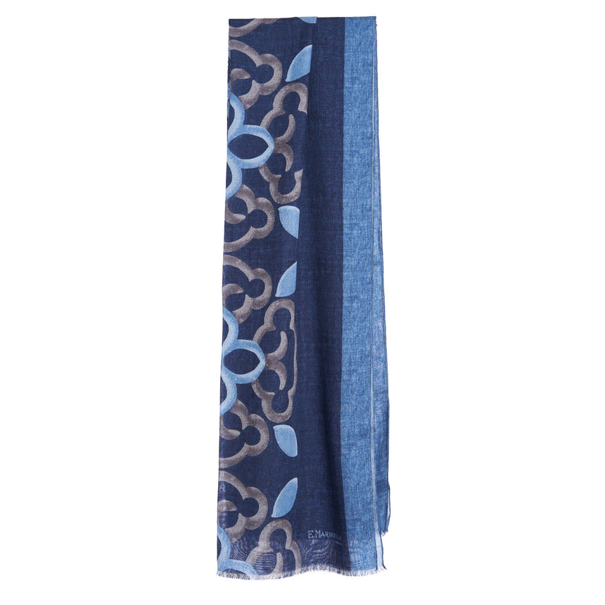 BLUE WOOL, SILK AND CASHMERE STOLE