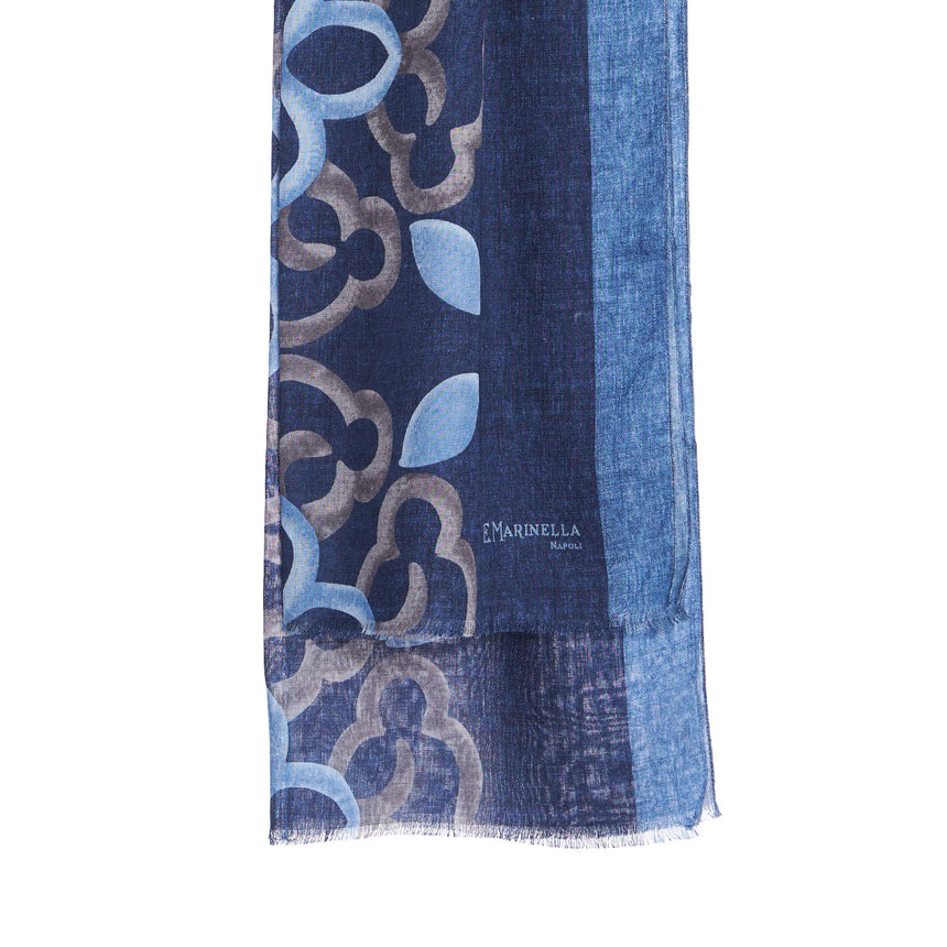 BLUE WOOL, SILK AND CASHMERE STOLE