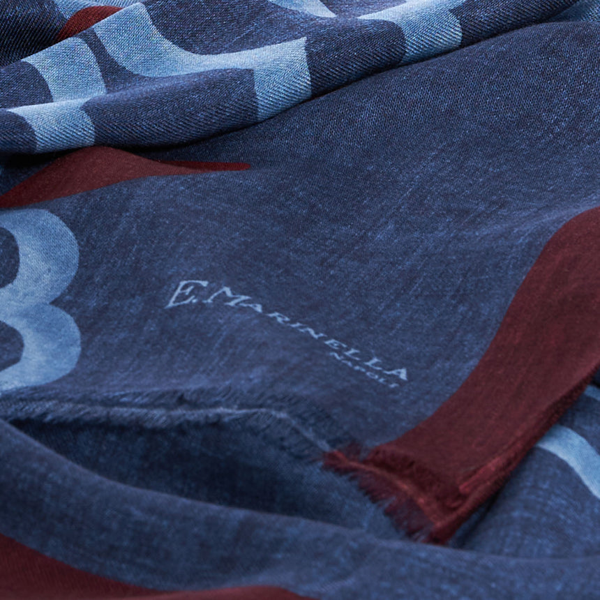 STOLA BLUE SCURO IN LANA, SETA E CASHMERE