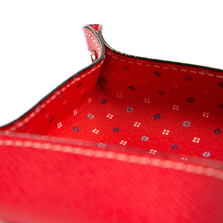 RED SMALL VIDE POCHE IN SILK AND LEATHER