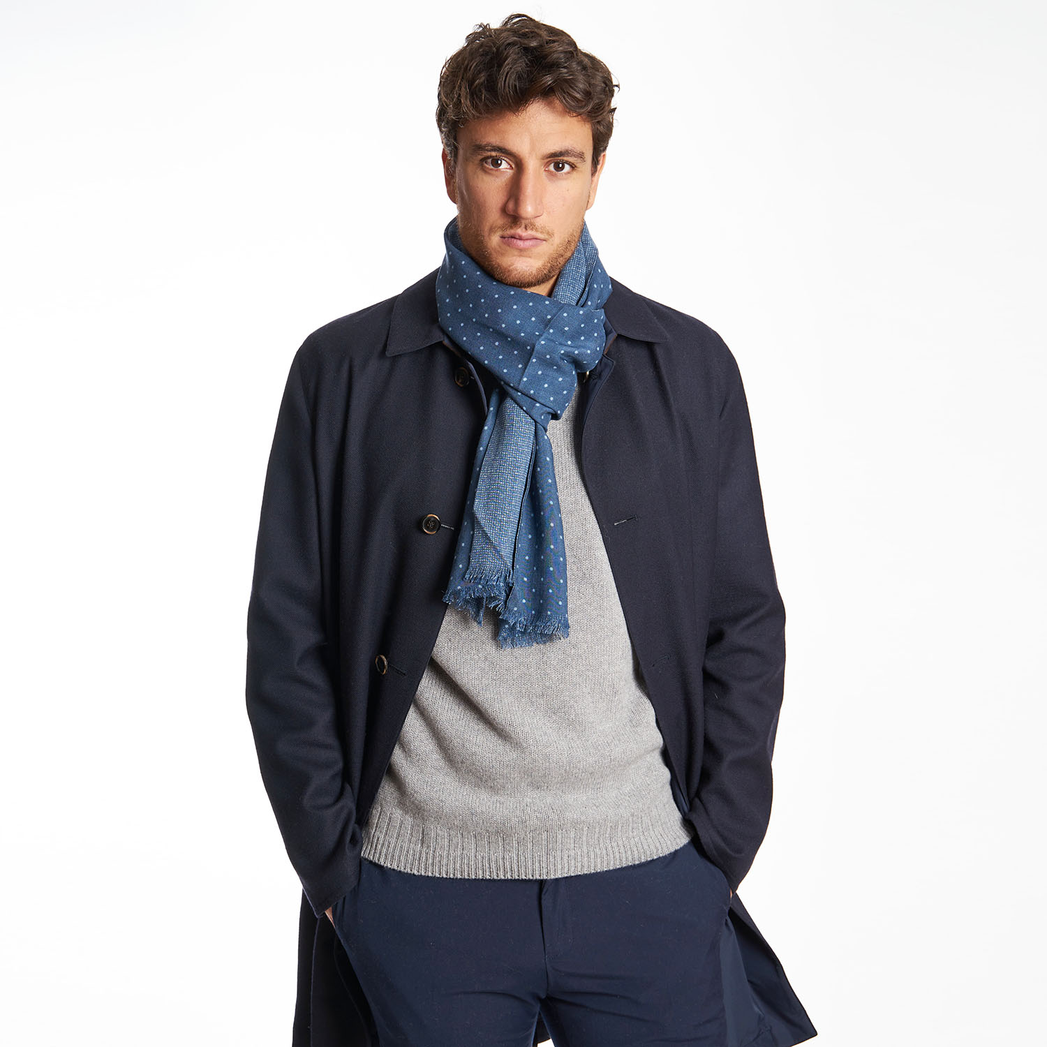Wool scarf ARMONIA PHILIP Blue and grey - FiliDiLana